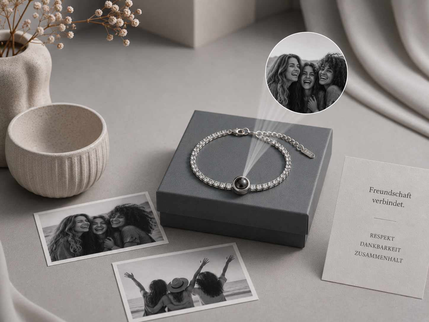 Luxuriöses Kristallarmband mit Erinnerungsfoto
